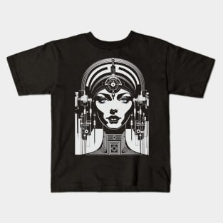 Telepathic Cyborg Retro Sci-fi (white) Kids T-Shirt